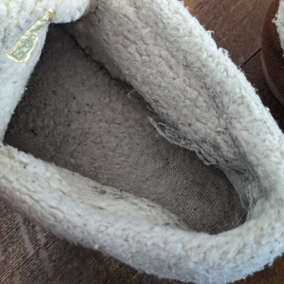 Pendleton Slipper Cabin Fold Leather Rubber Bottom Shearling Fleece Lined - Picture 7 of 8